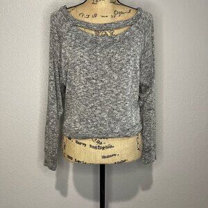 Phanuel Anthropologie Gray Long Sleeve Scoop Neck Pullover Sweater Size Small